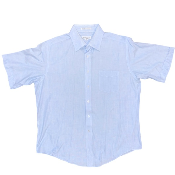 Lanvin Paris Short Sleeve Blue Button Down Shirt - Picture 4 of 9